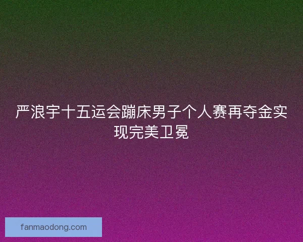 严浪宇十五运会蹦床男子个人赛再夺金实现完美卫冕