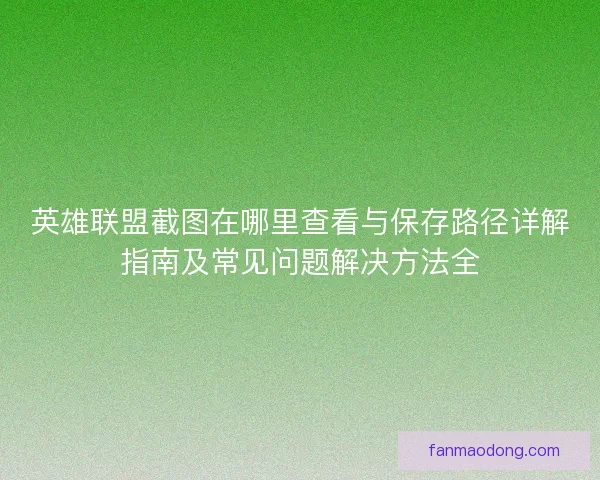 英雄联盟截图在哪里查看与保存路径详解指南及常见问题解决方法全