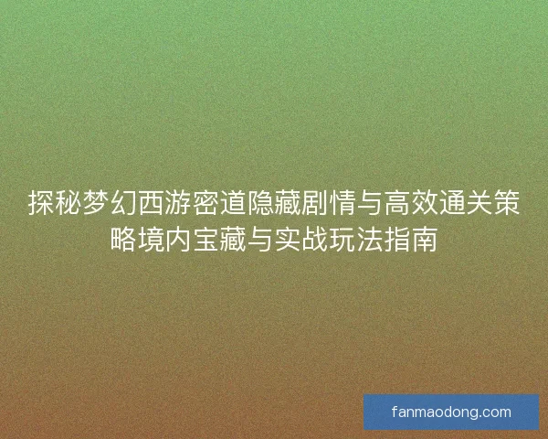 探秘梦幻西游密道隐藏剧情与高效通关策略境内宝藏与实战玩法指南